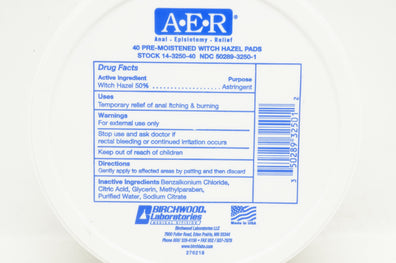 Birchwood 14-3250-40 A.E.R. Pre-Moistened Witch Hazel Pads